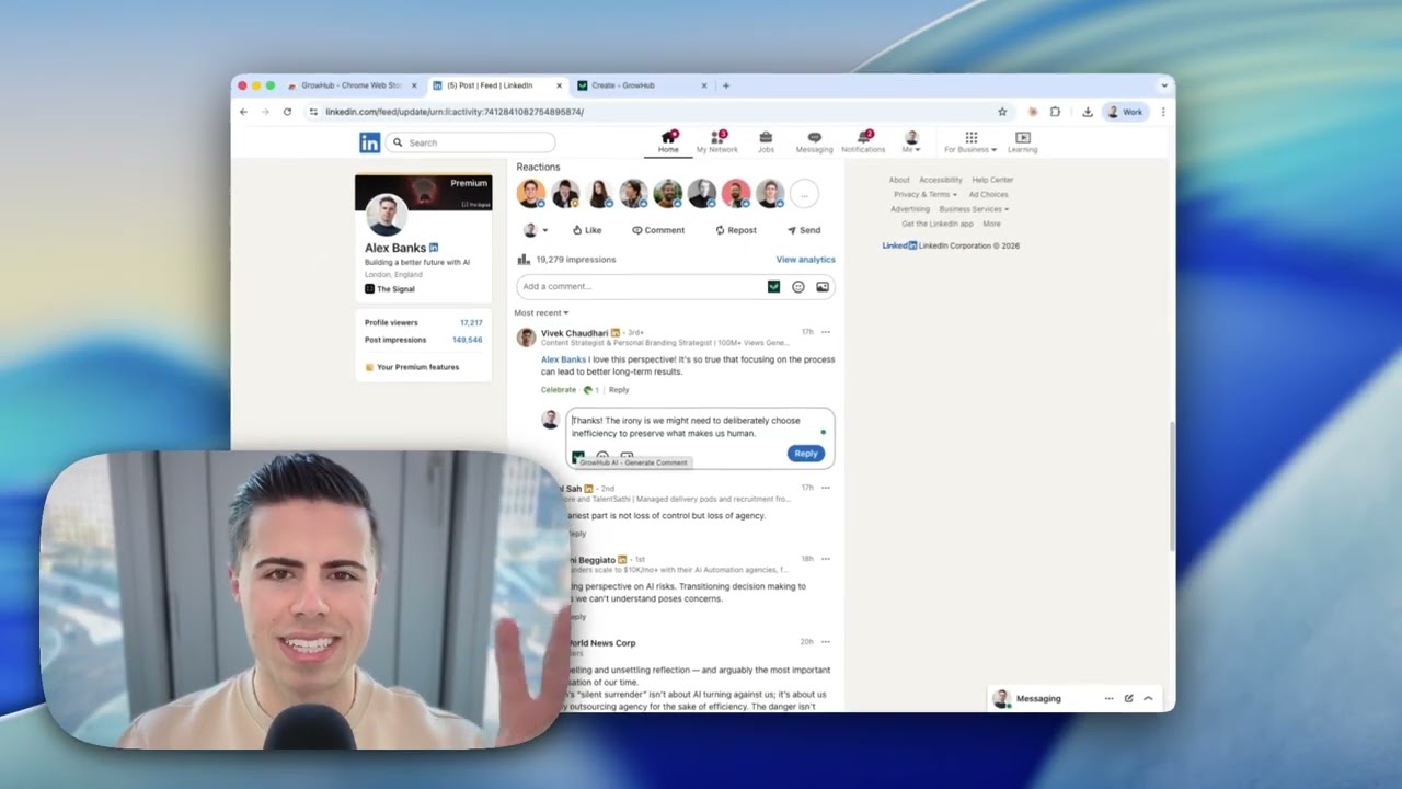 How to Generate AI Comments & Replies on LinkedIn with GrowHub