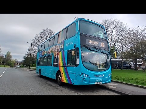 Full route visual - 45 Haymarket to Dinnington - 7634 - Arriva  Northumbria - with @buseswith harvey