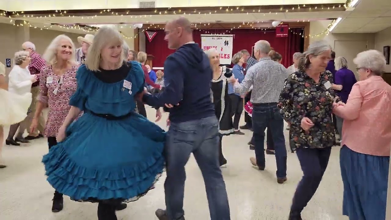 Square dancing with Dennis Mineau calling at Singles & Doubles Square Dance Club in St. Louis, MO.