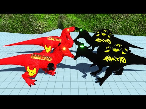 IRON MAN T REX TEAM DEATH RUN - Animal Revolt Battle Simulator