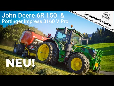 NEU!!!  John Deere 6R 150 & Pöttinger Impress 3160 V Pro im Einsatz | Landtechnik Murtal