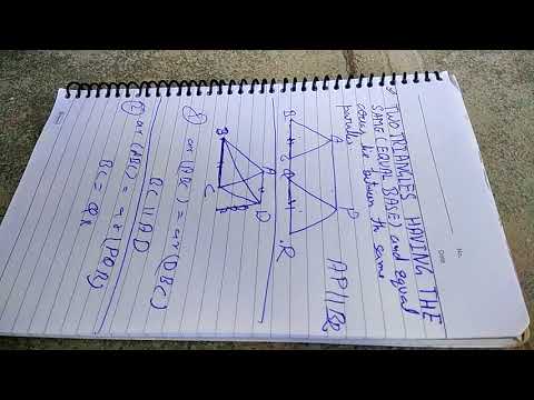 two triangles having the same base or equal base and equal area lie between the same parallels. Video