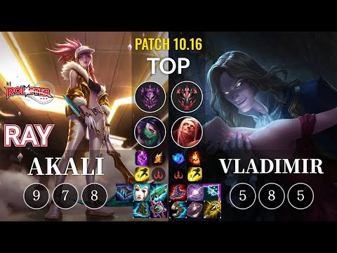 KT Ray Akali vs Vladimir Top - KR Patch 10.16