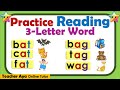 Learn To Read 3 Letter Word Phonics Reading Guide For Beginners Kids Toddlers Practice Reading