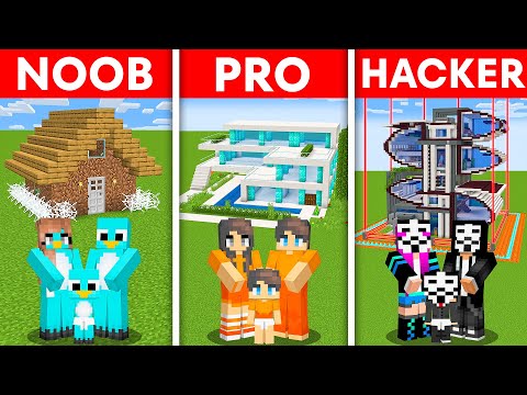 EPIC Minecraft House Challenge: NOOB vs PRO vs HACKER!