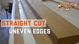 Easiest way to straight line rip cut rough edges using a table saw