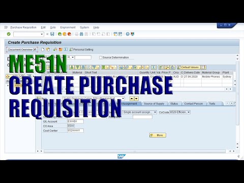 SAP Transaction ME51N - Create Purchase Requisition