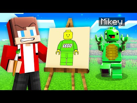 JJ and Mikey Use Draw Mod for LEGO Prank - Minecraft Maizen