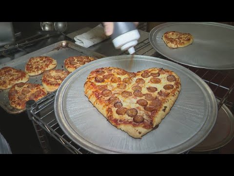 Geraci's Slice Shop in Cleveland celebrates Valentine's Day with heart-shaped pizza