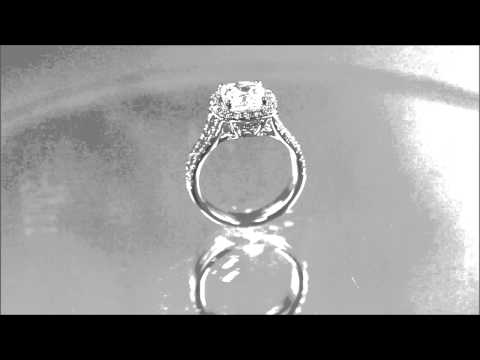 18K WHITE GOLD CUSHION CUT DIAMOND ENGAGEMENT RING ART DECO 2.40CT - KNR INC - 698 1