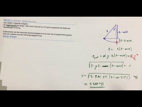 ** Task on the pendulum, audience question