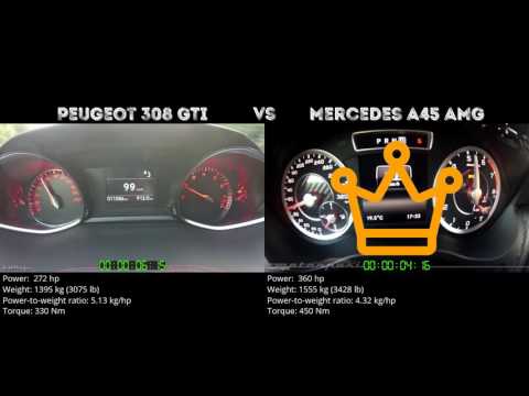 Peugeot 308 GTi vs Mercedes A45 AMG // 0-100 km/h