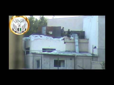 استهداف عناصر قوات النظام بواسطة قناصة كتيبة شهداء الصالحية التابعة للواء الأول في حي برزة في مدينة دمشق