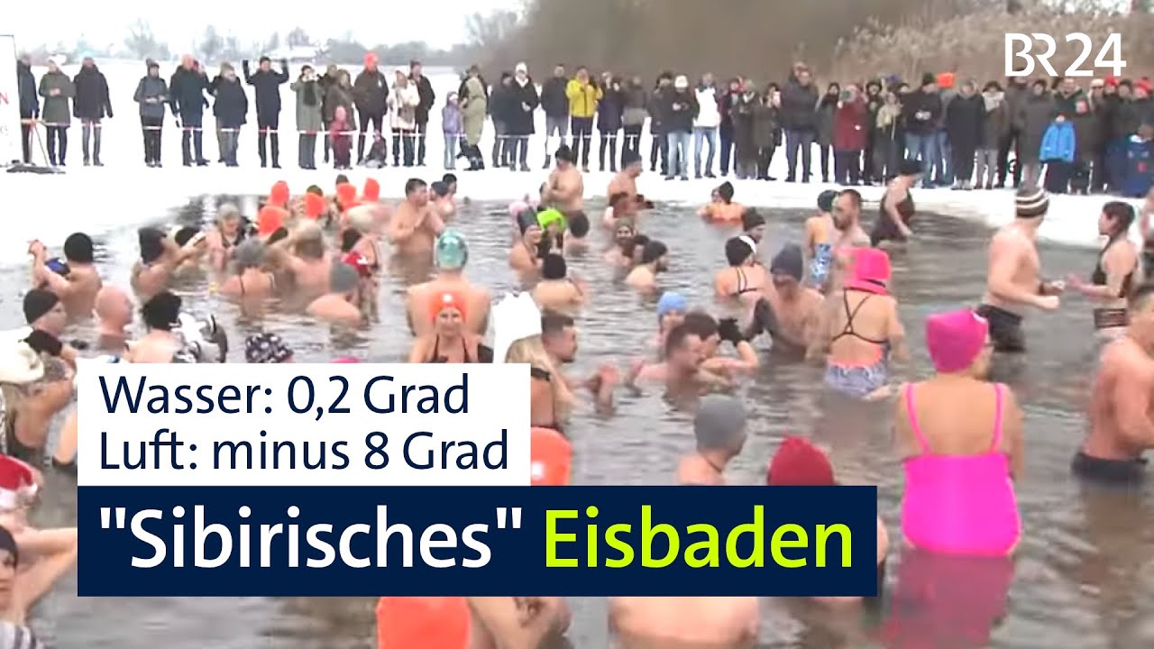 Ins kalte Wasser: Teilnehmer-Rekord beim Eisbaden am Altmühlsee | Abendschau | BR24