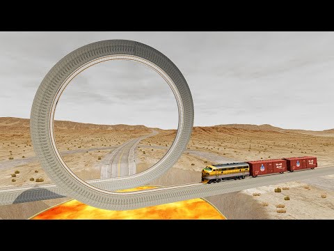 Impossible Loop Rail Tracks VS Trains Crossing Rescue - BeamNG.Drive