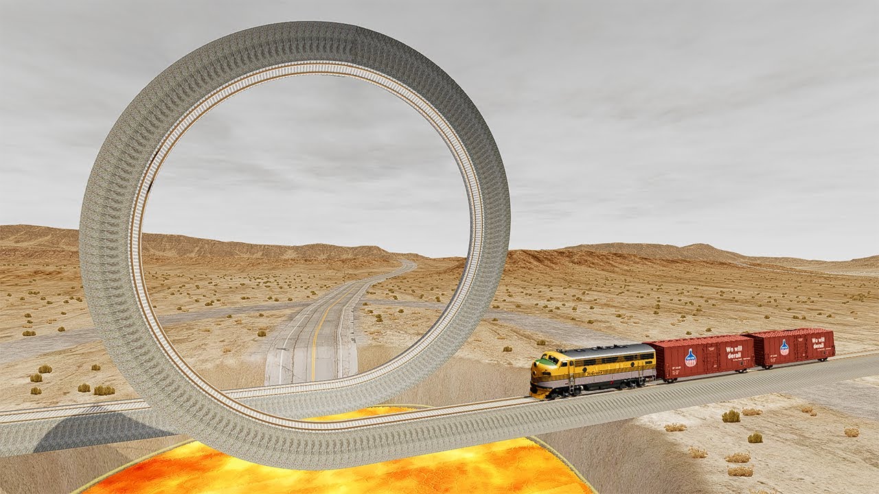Impossible Loop Rail Tracks VS Trains Crossing Rescue - BeamNG.Drive