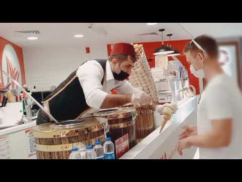 Turkish ice cream seller at dubai mall