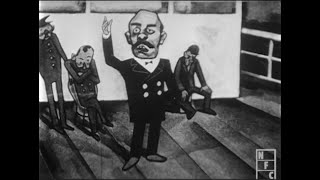 100年前の解放者「  映画演説 政治の倫理化」登壇者　後藤新平   作画　幸内純一 サイレント映画