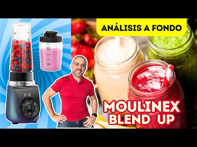 Vídeo relacionado con Moulinex Blend & Go, Batidora de vaso de 300 W, Jarra de 1,3 L, Compacta, 4 cuchillas extraíbles, Acabado acero inoxidable, Piezas aptas para lavavajillas, Botella de plástico de 750 ml, LM1B1D10