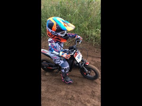 3 year old Ellie riding her OSET 12.5 electric trials bike with bloopers