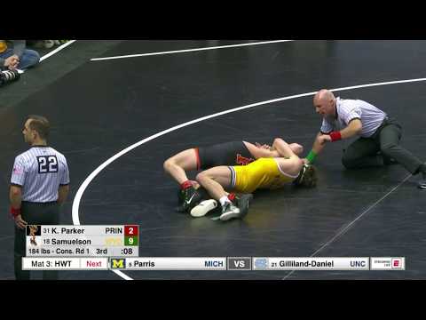 184lbs: Tate Samuelson (Wyoming) maj dec Kevin Parker (Princeton)