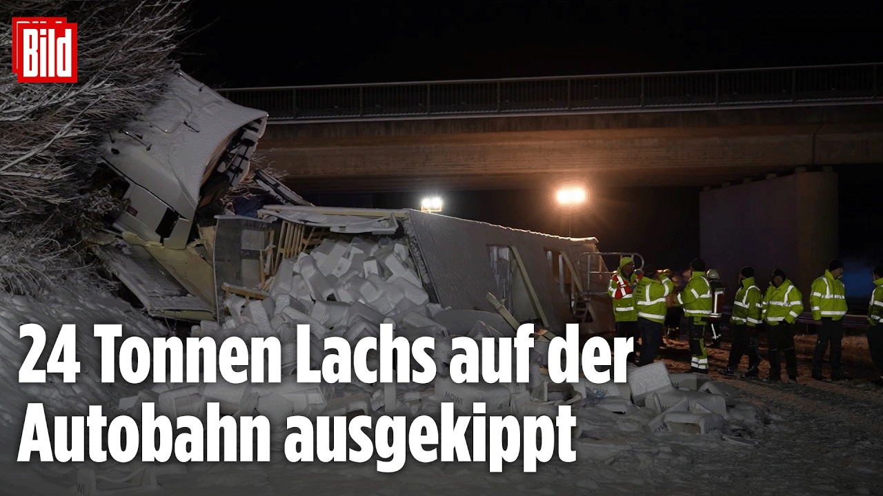 CRASH AUF A93: 24 Tonnen Lachs auf Fahrbahn legt Verkehr lahm