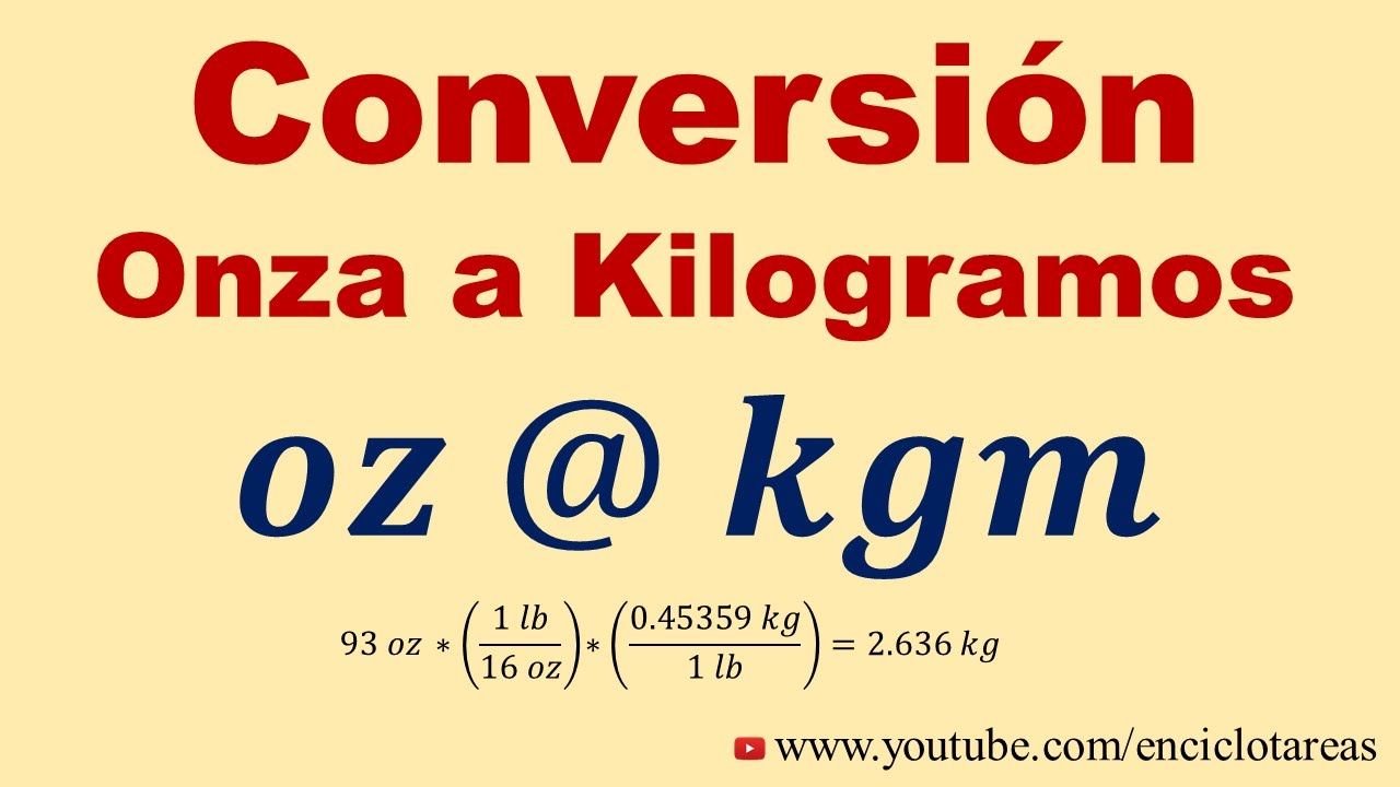 Convertir de Onzas a Kilogramos (Oz a Kgm)