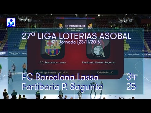 LIGA LOTERIAS ASOBAL J12 FC Barcelona Lassa - Fertiberia P. Sagunto 34 - 25