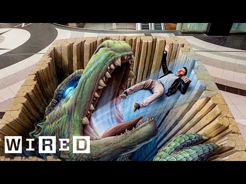 Pavement Illusions Made by a Chalk Artist