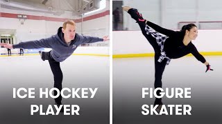 Hockey Players Try To Keep Up With Figure Skaters | SELF