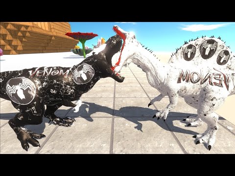 VENOM T-REX vs ANTI VENOM SPINOSAURUS DEADLY TOUR - Animal Revolt Battle Simulator