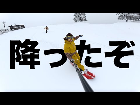 斑尾に雪が降ったので滑ってきました。