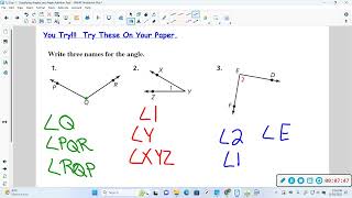 Geo 1.5 Day 1:  Classifying Angles & Angle Addition Postulate