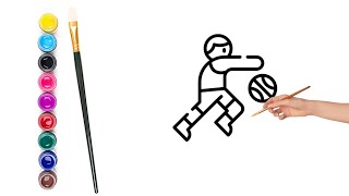 Basketball  easy coloring page for kids | page color art