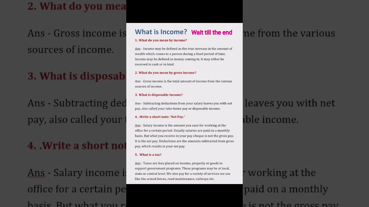 Chapter 5 | What is Income | #finance #ncert