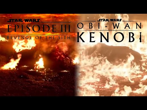 Vader gets his revenge and burns Obi-Wan (flashbacks)