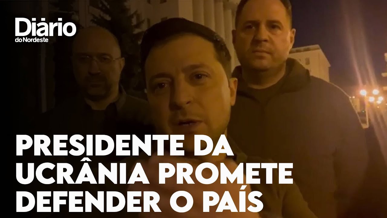 Imagem da notícia: Presidente da Ucrânia, Volodymyr Zelensky promete ficar no país em meio a conflito com Rússia