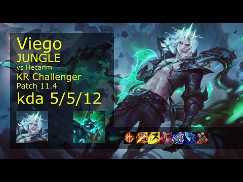 Viego Jungle vs Hecarim - KR Challenger 5/5/12 Patch 11.4 Gameplay // [롤] 비에고 vs 헤카림 정글