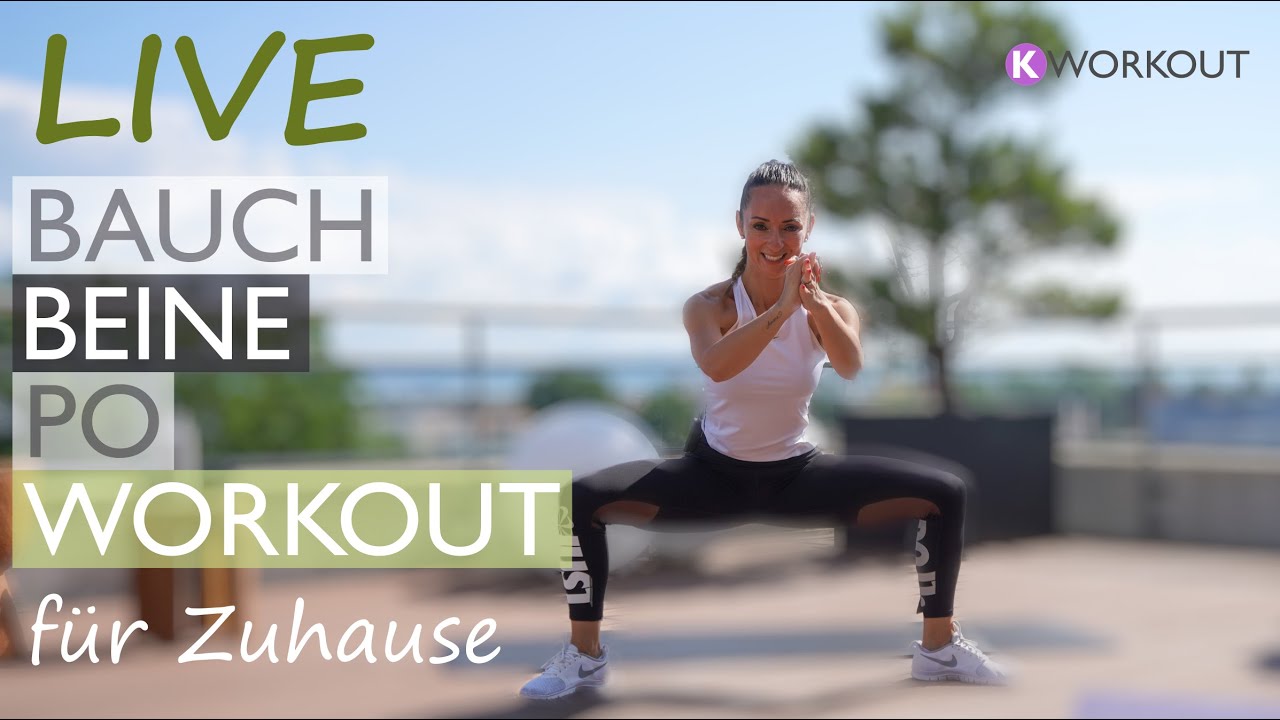 BAUCH BEINE PO TRAINING FÜR ZUHAUSE 30 Minuten - LIVE - ohne Geräte und ohne Springen