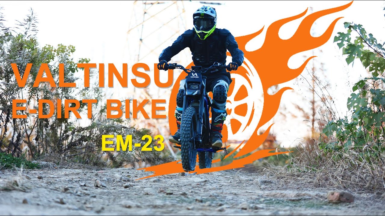Load video: <p>VALTINSU Electric Dirt Bike EM-23 Off-Road Riding Demonstration</p>