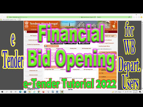 eTender Financial Bid Opening for WB Departmental Users ॥ e-Tender Tutorial 2022
