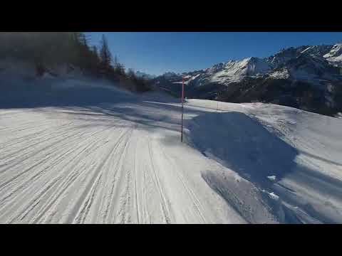 Skiing into Valtournenche, Italy