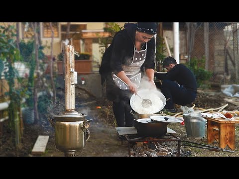 Azerbaijani Traditional Cuisine "Pertme & Plov" | "Jam Pie" on Charcoal | Village Life