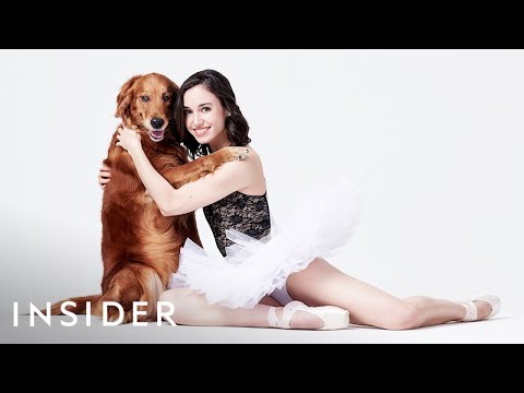 Ballerinas and Dogs Posing Together