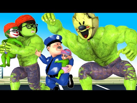 Scary Teacher 3D - Brother NickJoker and NickHulk vs Giant IceScream rescue Kind Police Happy ending