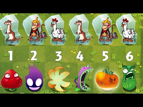 Pvz 2 Gameplay - All Plants 1 POWER-UP vs 99 Frozen ANIMAL Zombies - Which Plant 's Best ？