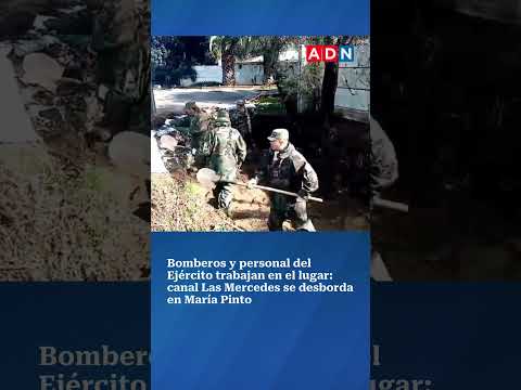 Bomberos y personal del Ejército trabajan en el lugar: canal Las Mercedes se desborda en María Pinto