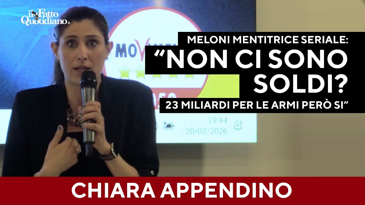 Appendino: "Meloni mentitrice seriale. Non ci sono soldi? Per le armi si trovano sempre"