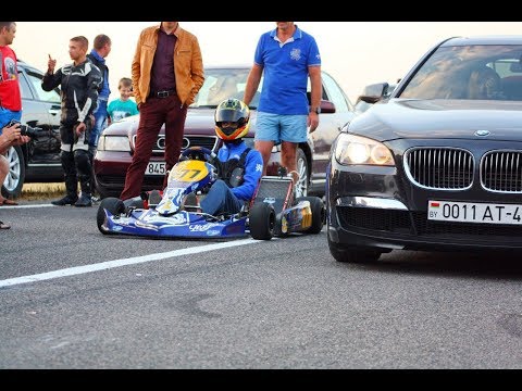 Kart KZ-2 vs BMW 750 drag