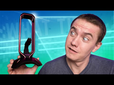 RGB Headphones Stand with 1 USB-C Data Transmission& 3 Type-C Charging Port, Desk Gaming Headset Holder with 7 Light Modes and Non-Slip Rubber Base (Pink) video review thumbnail